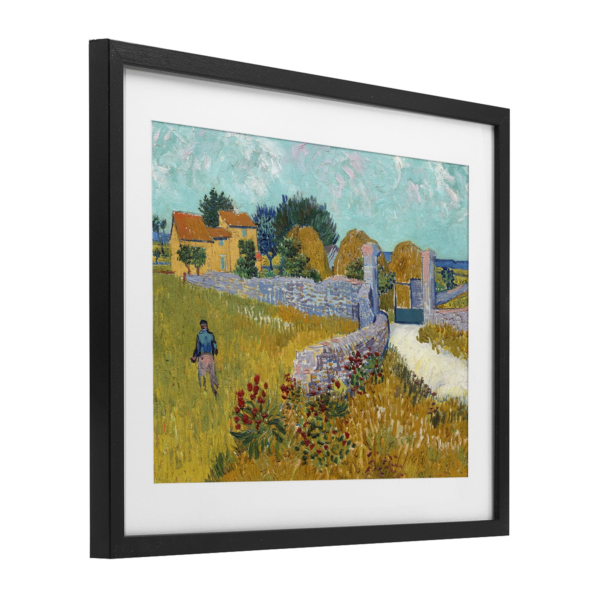 Stupell Industries Farmhouse In Provence Black Framed Print Under Glass, design by Vincent Van Gogh