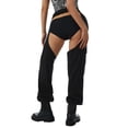 thumbnail image 4 of Wangsaura Women?s Solid Color High Waist Crotchless Trousers with Chain  Belt, 4 of 9