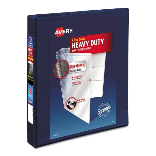New Avery Heavy-Duty View Binder with DuraHinge and One Touch EZD Rings, 3 Rings, 1' Capacity, 11 x 8.5, Navy Blue,Each