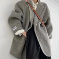 thumbnail image 1 of Abrigo de lana nueva para mujer, chaqueta de Cachemira de doble cara, gabardina holgada con botones y bolsillos, otoño e invierno, 2024, 1 of 5