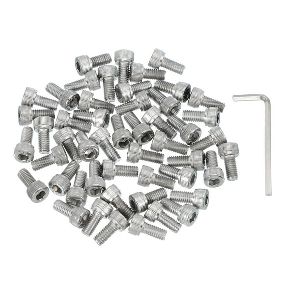 Uxcell 50 Pcs M5 x 10mm Hex Socket Head Cap Screws Bolts, 304 Stainless Steel Screws with Wrench
