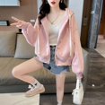 thumbnail image 3 of Chaquetas sólidas para mujer, moda coreana, cárdigans holgados de manga larga con capucha, abrigos de gran tamaño con cremallera recortada, ropa informal para mujer, 3 of 5