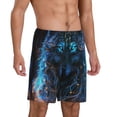 thumbnail image 2 of Balery Cool Blue Light Wolf Pantalones cortos de pijama de punto de algodón para hombre con cinturilla y bolsillos-3X-Large, 2 of 6