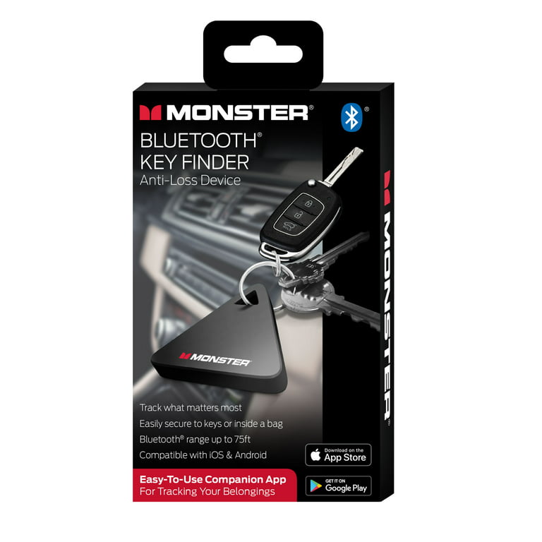 Monster Bluetooth Key Tracker Security and Anti-Loss Device, Clips To  Anything 
