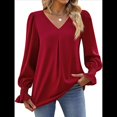 thumbnail image 1 of Blusas de Larga para Mujer 2025, Elegantes, Informales, con Cuello en V, Tipo Túnica, Blusa Holgada de para el Trabajo. Vino Tinto XL, 1 of 6