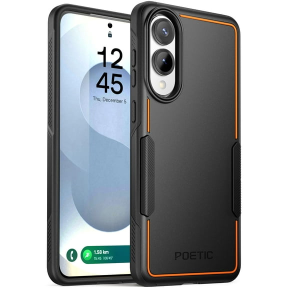 Poetic Neon Case for Samsung Galaxy S25 Edge 5G, Dual Layer Heavy Duty Rugged Lightweight Slim Shockproof Protective Cover Phone Case, Black