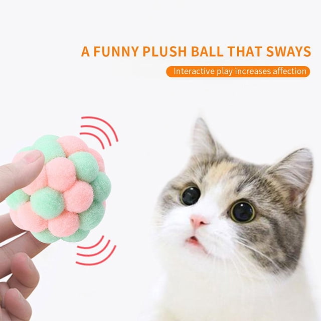 Cat Ball Juego interactivo hecho a mano Bell Ball Juguetes para todas las mascotas (rosa) Likrtyny Libre de BPA