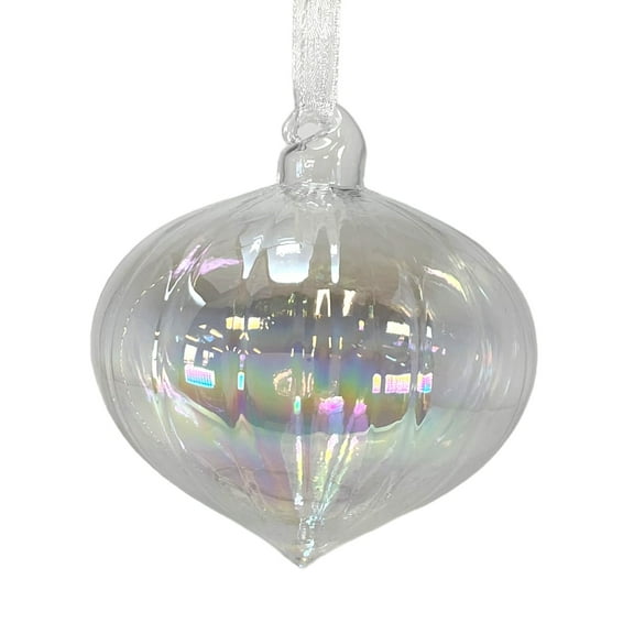 3 Inch Clear Iridescent Onion Glass Christmas Ornament Decoration