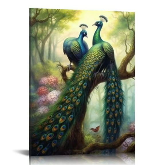 ONETECH Modern Peacock Pictures Canvas Wall Decor Vintage Wall Art Painting Print on Canvas for Home and Office Lving Room Bedroom Decoration 12x16 in