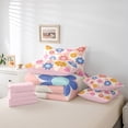 thumbnail image 6 of Homewish Lovely Daisy 7-Piece Bedding Comforter Set,Cartoon Flower Floral King Bedding Sets,Pink Beige Blue Bed Sheets For Children,Microfiber Bedroom Decor Reversible, 6 of 8