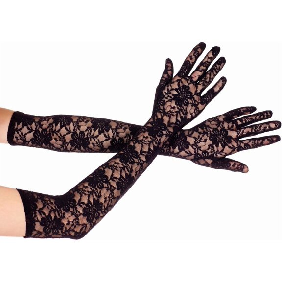 Zhengup Women's Black Lace Extra Long Gloves | Costume Gloves