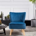 thumbnail image 6 of Pemberly Row Contemporary Rubber Wood & Velvet Armless Leisure Chair in Blue, 6 of 10