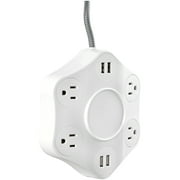 Angle View: ONN 4-Outlet Surge Protector with 4 USB Ports, White