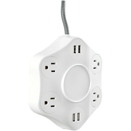 ONN 4-Outlet Surge Protector with 4 USB Ports,