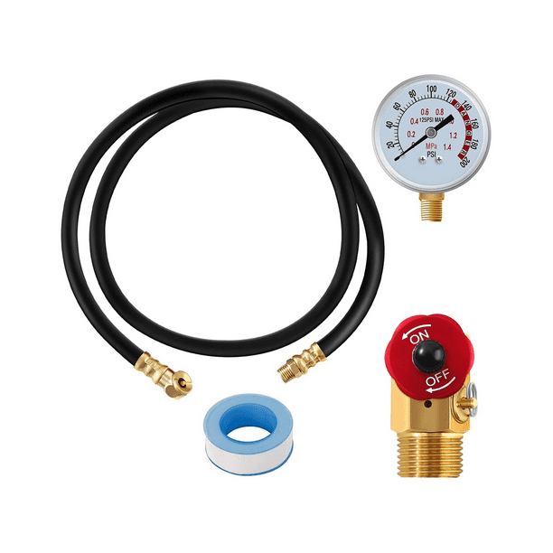 Air Tank Valve Kit with Gauge,Come with 2 Inch Pressure Gauge 1/8 Inch  NPT,4 Ft Air Hose 1/4 Inch Knob Air Tank Manifold 