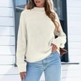 thumbnail image 2 of YueHuiYing Sweaters for Women Fashion Solid Crewneck Loose Fit Long Sleeve Contrast Knit Pullover Sweater Jumper Tops Beige S, 2 of 6