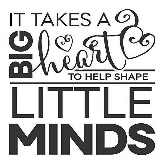 Big Heart Little Minds Teacher Wall Decal Quote, 11x11-Inch, Black