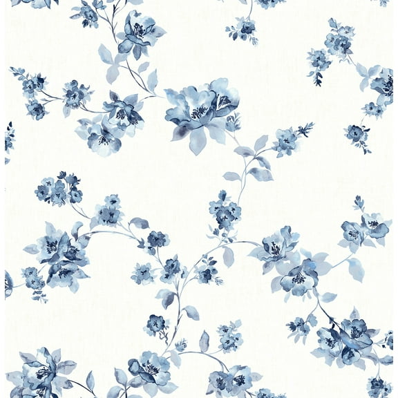 Chesapeake by Brewster 3115-24481 Cyrus Blue Floral Wallpaper