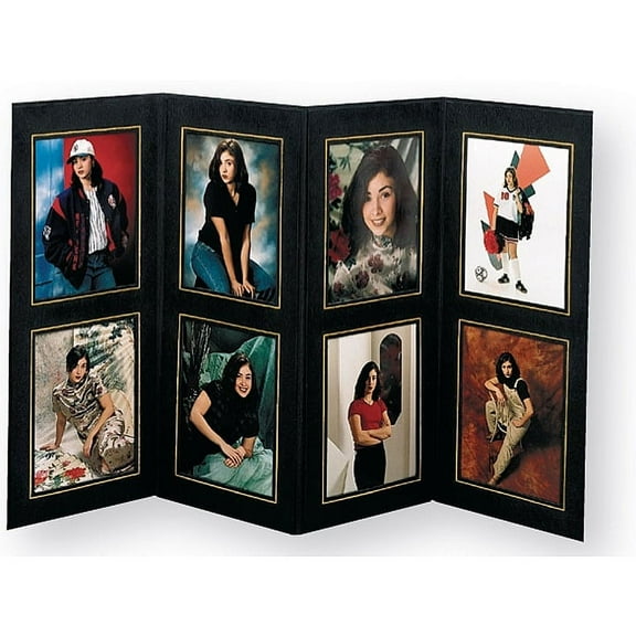 (5 pack) LINDEN 8-opening Black w gold foil trim cardstock 4x6 frames  sold in 5 s  - 4x6
