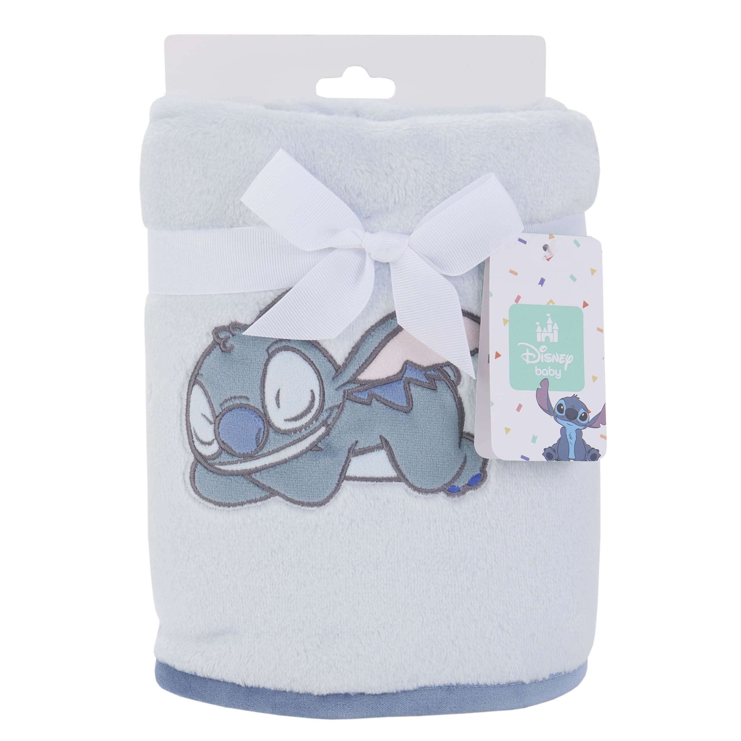 Stitch Appliqued Baby Blanket, Blue, Infant Boy