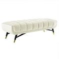 thumbnail image 1 of Adept 60" Performance Velvet Bench Ivory, 1 of 7