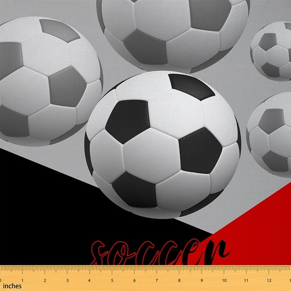 jejeloiu Kids Soccer Fabric by the Yard 1 Yard, Sports Theme Sewing Fabric, Football Gamer Room Decor Fabric by the Yard, Ultra Soft Home Decor