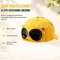 thumbnail image 2 of Detachable Goggle Baseball Cap LSONABXA Retro Pilot Style Curved Brim Adjustable Snapback Hat Fashion Headwear For Weekend Holiday Gathering Travel Daily Wear, 2 of 7