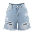 thumbnail image 4 of Womens Ripped Jeans Shorts Fashion Sexy Stretch Ripped Tassel Slim Denim Baggy Dressy Casual Womens Jorts with Pockets S-4XL, 4 of 6