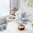 thumbnail image 4 of Mini White Christmas Tree, Snow Flocked Mini Tabletop Pine Trees with Wooden Base,Artificial Desk Christmas Trees for Xmas Holiday Home Party Table Decorations, 4 of 6