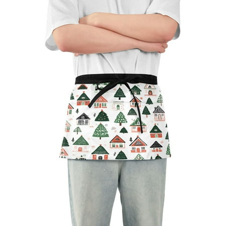 

Yayeee Waist Apron with Pockets for Cooking Waterproof Half Server Aprons Orange Christmas House