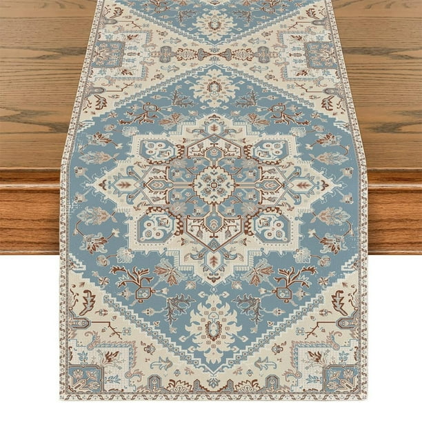 Camino de mesa estilo bohemio naranja, decoración rústica de otoño para mesa de comedor de cocina, decoración para fiesta en el hogar, 13 x 72 pulgadas