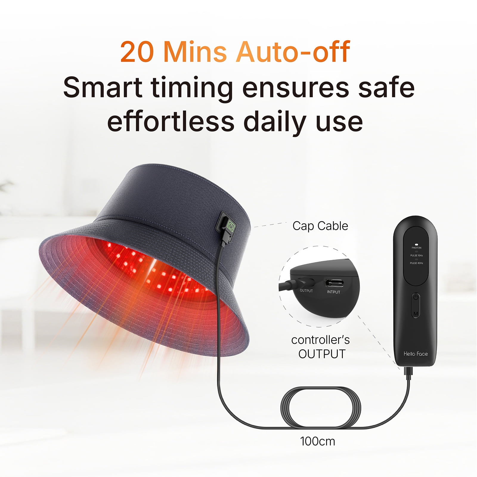 Dr.pedi Red Light Therapy Hair Growth Cap with 336 LEDs 660nm & 850nm, Discreet Fisherman Hat Design Fits up to 24.4", Full Scalp Coverage for Men & Women