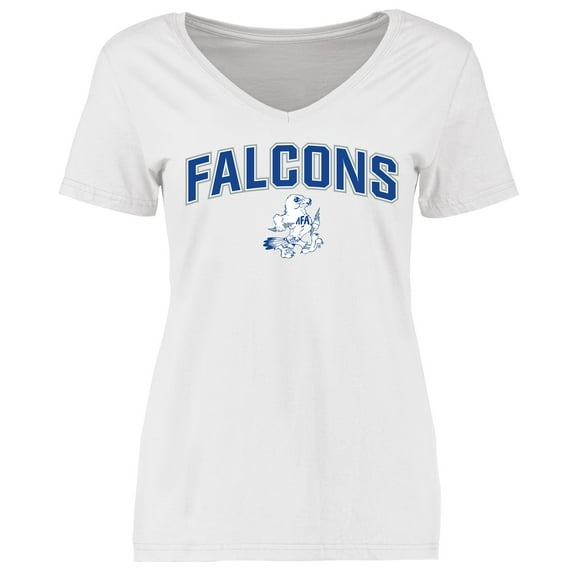 Women's Air Force Falcons White Proud Mascot V-Neck T-Shirt