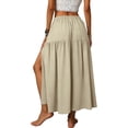 thumbnail image 4 of GUACER Womens Boho Tiered Maxi Skirt with Side Slit High Waisted Drawstring A-Line Skirt Flowy Summer Beach Swing Long Skirts, 4 of 7