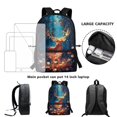 thumbnail image 6 of HUIACONG Moon Star Mushroom Print Backpack for Girls Boys for Students Ages 6-18 Large Capacity Water Resistant for Elementary Middle High School Back to School Daily Use, 6 of 6