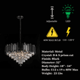 thumbnail image 5 of Modern Crystal Chandelier lighting 19 lights Transitional design 32"x18" in Black color with original Crystals, 5 of 9