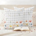 thumbnail image 3 of Botanical Wildflowers Outdoor Waterproof Pillow Covers, Spring Farmhouse Floral Grey Plaid Decorative Square Throw Pillowcase Sofa Cushion Sham for Patio/Couch/Chair, 16"x16" 2 Pack, 3 of 8