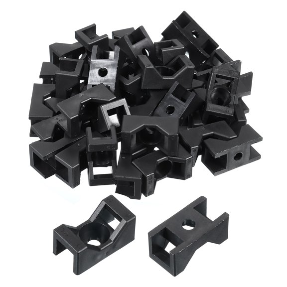 Uxcell 75pcs Cable Tie Base Saddle Type Mount Wire Holder, 1.18"x0.62"x0.54" Wire Clips Organizer Clamp Black 0.21"Dia
