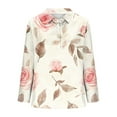 thumbnail image 6 of Womens Boho Floral Print Summer 3/4 Length Sleeve Blouses Shirts Dressy Casual V Neck Tops Khaki XXL, 6 of 6