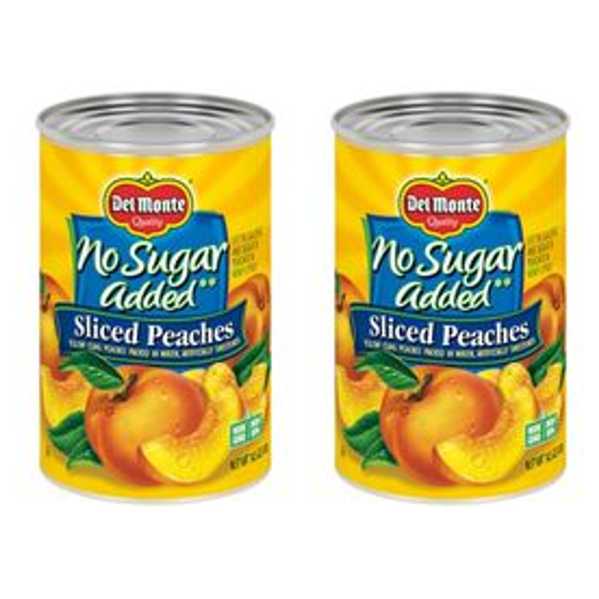 Del Monte No Sugar Added Sliced Peaches Canned Fruit 14.5 oz Can (Pack of 2)
