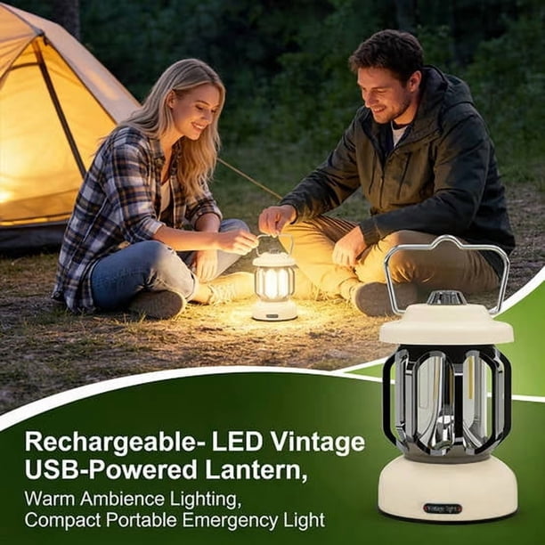 Lámpara de tienda de campaña con carga rápida tipo C – Luz de camping con atenuación continua para uso en exteriores y doméstico, linterna portátil y recargable