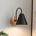thumbnail image 1 of Lámpara de pared de pasillo con pantalla de hierro, luz curva para dormitorio, sala de estar, estudio, sin bombilla, color negro, 1 of 11