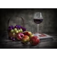 thumbnail image 2 of Osuna, Fran 14x11 Black Ornate Wood Framed with Double Matting Museum Art Print Titled - Wine-Fruit And Reading., 2 of 4