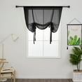 thumbnail image 3 of Yipa Tie Up Window Curtains, Sheer Window Drapes,Short Curtain Scarf,Cafe Kitchen Curtain Valance,Rod Pocket Curtain Panel Black 31.5" Width x47.2" Length 2-Panel, 3 of 8