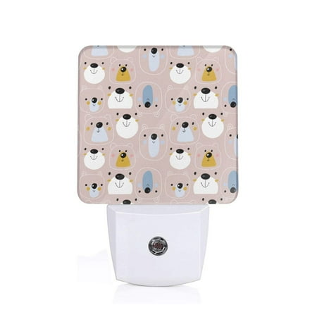 

Sigee Cute Hand Drawn Bear for Night Lights Plug into Wall Dusk to Dawn Sensor Warm White Led Night Light 0.5W for Kid Hallway