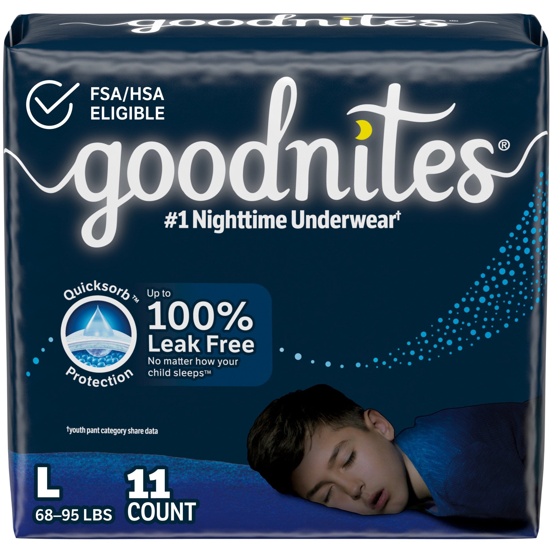 Goodnites Bedwetting Underwear for Boys, L (68-95 lbs), 11 Ct (Select for More) Goodnites Bedwetting Underwear for Boys, L (68-95 lbs), 11 Ct (Select for More)
