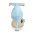 thumbnail image 2 of BLISSFUL STEP Inspired Women's Rhiness Bow Ankle Strap Stiletto Heel Pumps Sky Blue 6, 2 of 8