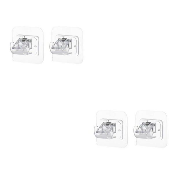 Inteprter Barra de cortina autoadhesiva para ventana de baño y cocina, Clip para sala de estar, sin pinchazos, para barra de toalla, abrazadera transparente 2 piezas 2piezas