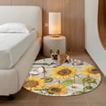 thumbnail image 2 of Farm Flowers Round Area Rug 3Ft Washable Small Circle Rugs for Kitchen Entryway, Retro Sunflowers Barn Doors Butterfly Wood Board Non-Slip Carpet Floor Mats Indoor Outdoor Carpet Runner Home Decor, 2 of 8