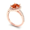 thumbnail image 2 of Clara Pucci 14K Rose Gold Solid Gold Red Halo Anniversary Ring for Women - 2.38 cttw Pear Cut, 2 of 7